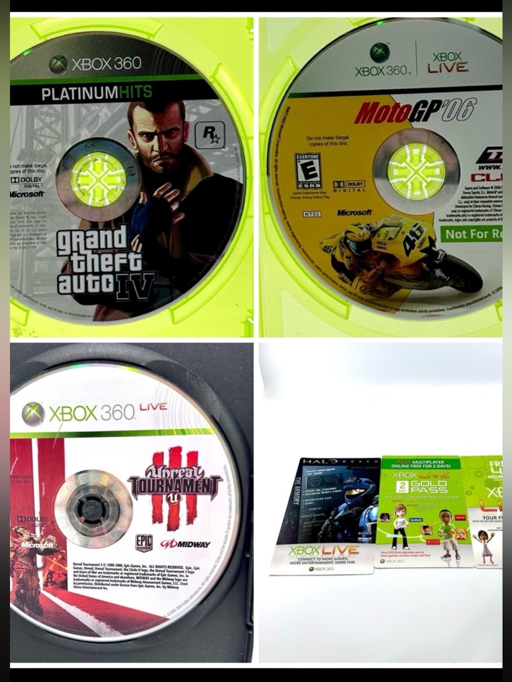 Xbox 360 Game Lot - GTA IV Platinum Hits, MotoGP 06, Unreal Tournament 3